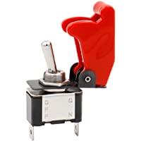 Los mejores  - Heschen Interruptor de palanca de metal Flick Flip 12V 20A SPDT ON-OFF 2 posiciones 2 pines con tapa impermeable roja